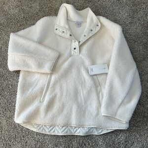 Athleta Cream Teddy Jacket with Snap Collar